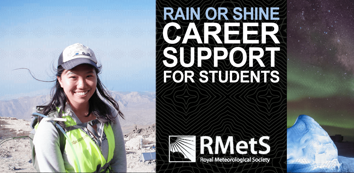 A banner written 'Rain or Shine Career Support for Students"